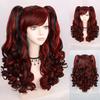 Парик для косплея Синтетический длинный цветной вьющийся парик для косплея Лолиты для девочек с двойными хвостиками и 1 шапочкой для парика