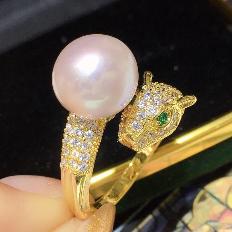 14k Gold Leopard Pearl Diamond Jewelry Set 925 Sterling Silver Wedding Rings Earrings Necklace For Women Men Engagement Jewelry