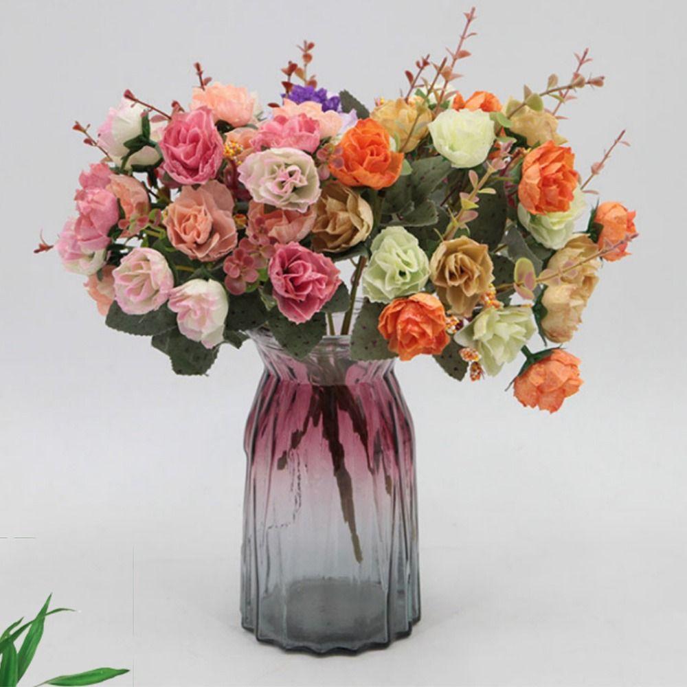 Разноцветный букет роз Искусственный цветок 21 головка Имитация цветов Новый искусственный цветок розы Подарки