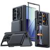 Чехол для телефона Samsung Galaxy Z Fold 7 с держателем для карт [RFID-защита], защитой камеры, защитой шарнира, скрытой подставкой, защитой экрана - Черный