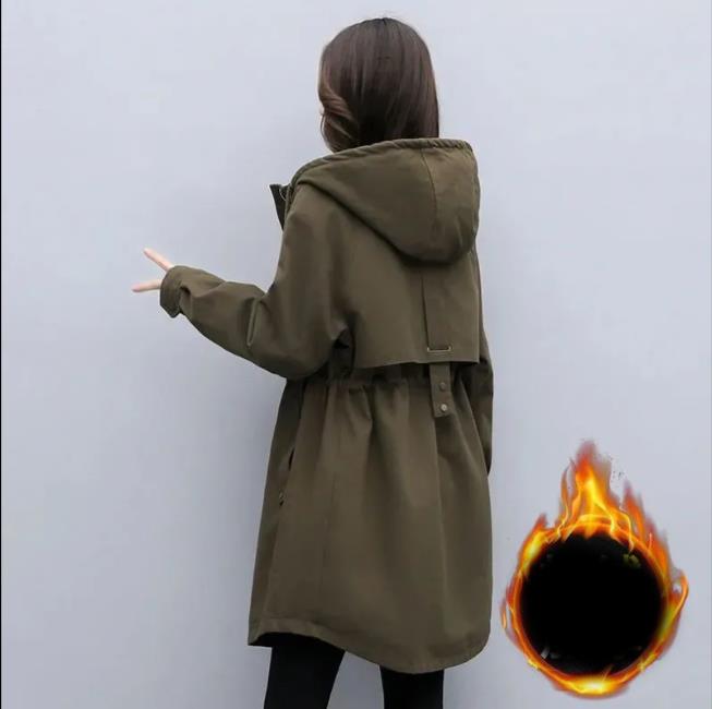 Женская парка Зимняя Корейская Плюшевая Утепленная Женская Куртка Дамское Теплое Пальто с Капюшоном Средней длины Повседневное Пальто