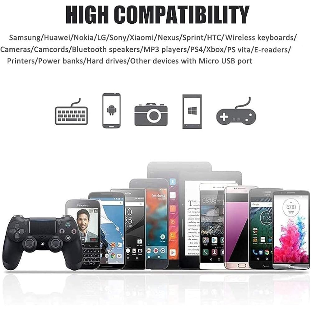 BeyerHiFi Micro USB Cable PS4 Controller Charger Cord Xbox One Controller Charger Cable 3M Set of...