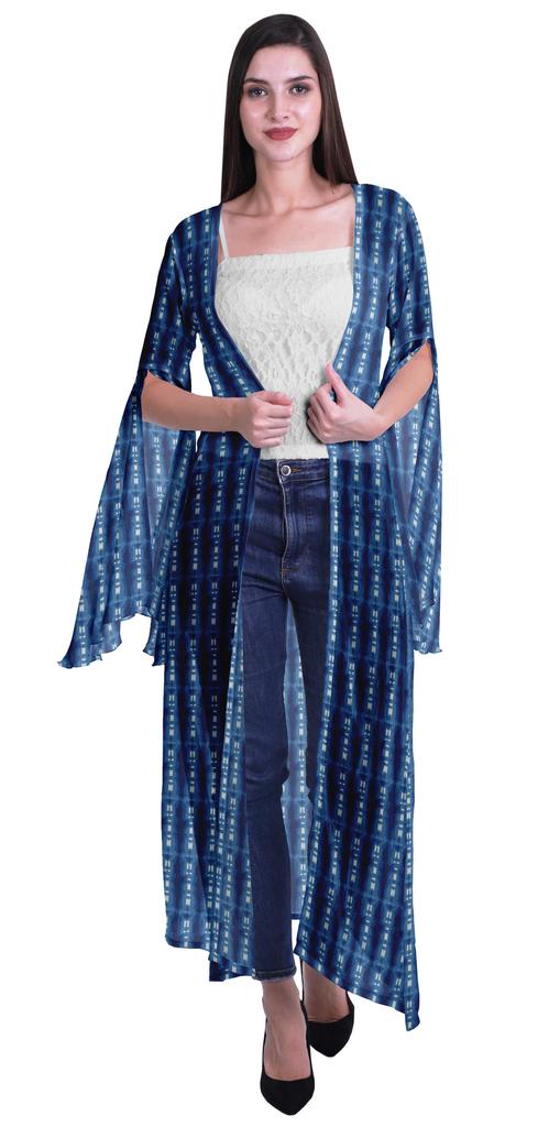 Moomaya Пляжная накидка с открытым передом из принтованного жоржета и разрезами на рукавах