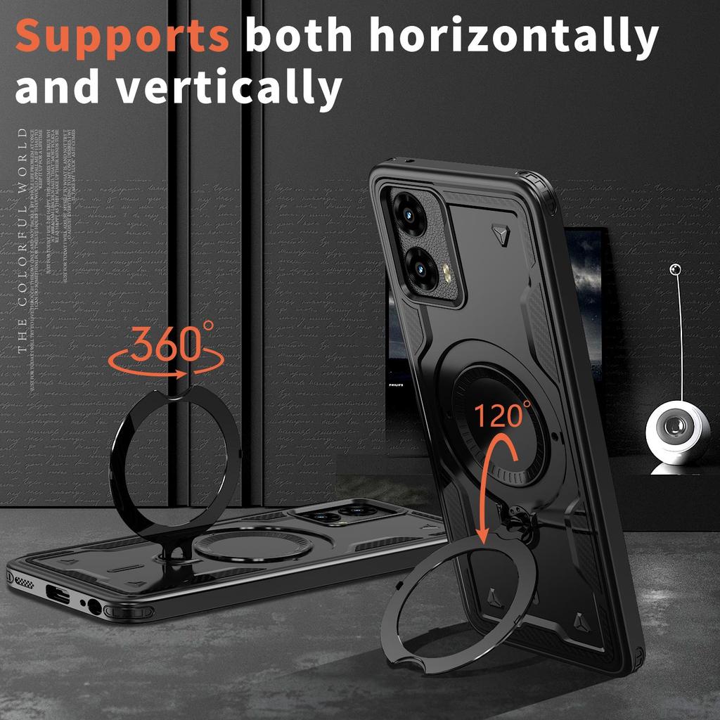 Для Moto G 2024/Moto G PLAY/G POWER/G STYLUS/G13/G23/G53/MOTO EDGE Вращающийся магнитный держатель-кольцо, защитный чехол для телефона