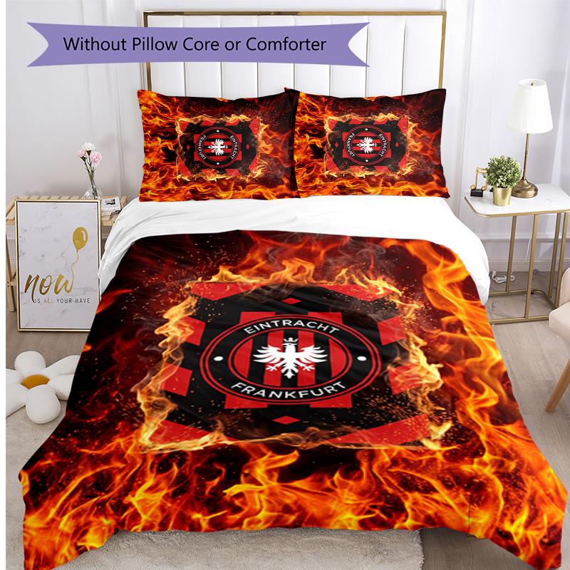 Eintracht Frankfurt Football Printed 3 Pieces Bedding Set, Comfortable Skin Friendly Bedroom Duvet Cover Set