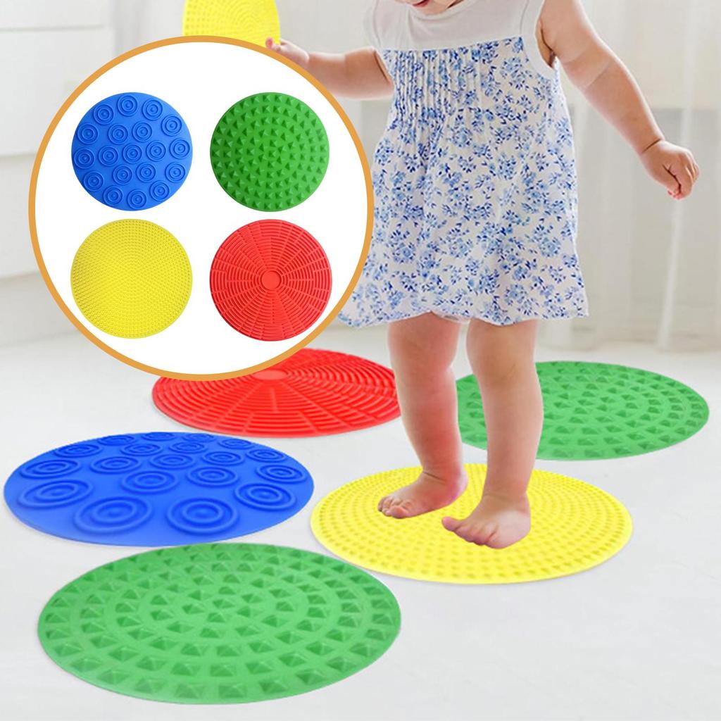 4 Pieces Sensory Mats Stepping Circles Pad Learning Travel Toy Textured for Activity
