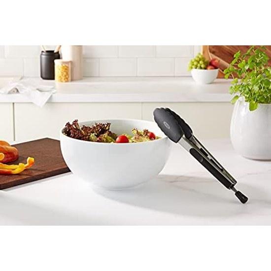OXO Silicone Spoon Tongs Small Heat Resistant Cooking Serving Plating Non-Scratch Frying Pan Lockable Dishwasher Safe