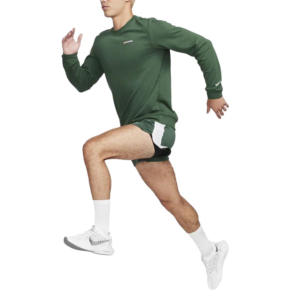 Nike Dri-Fit Track Club Solid Crew Neck Sports Quick-Dry Long Sleeve T Shirt Men Tops Spruce-Green FB5510-323