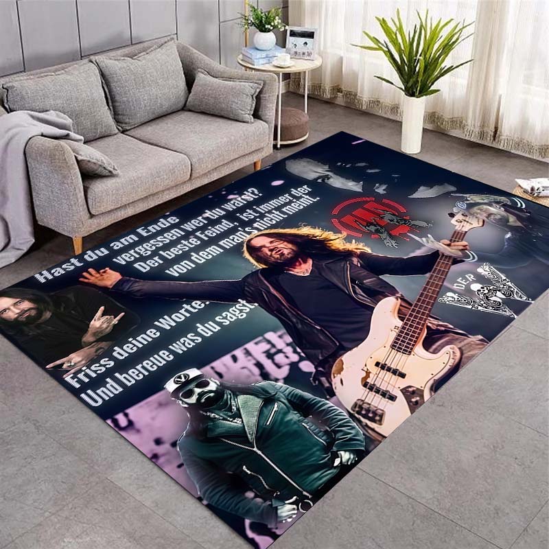 Böhse Onkelz Band Area Rug, Vintage Paisley Sunburst Logo Print Floor Rug, Non Slip Carpet for Living Room Bedroom Fan Decor