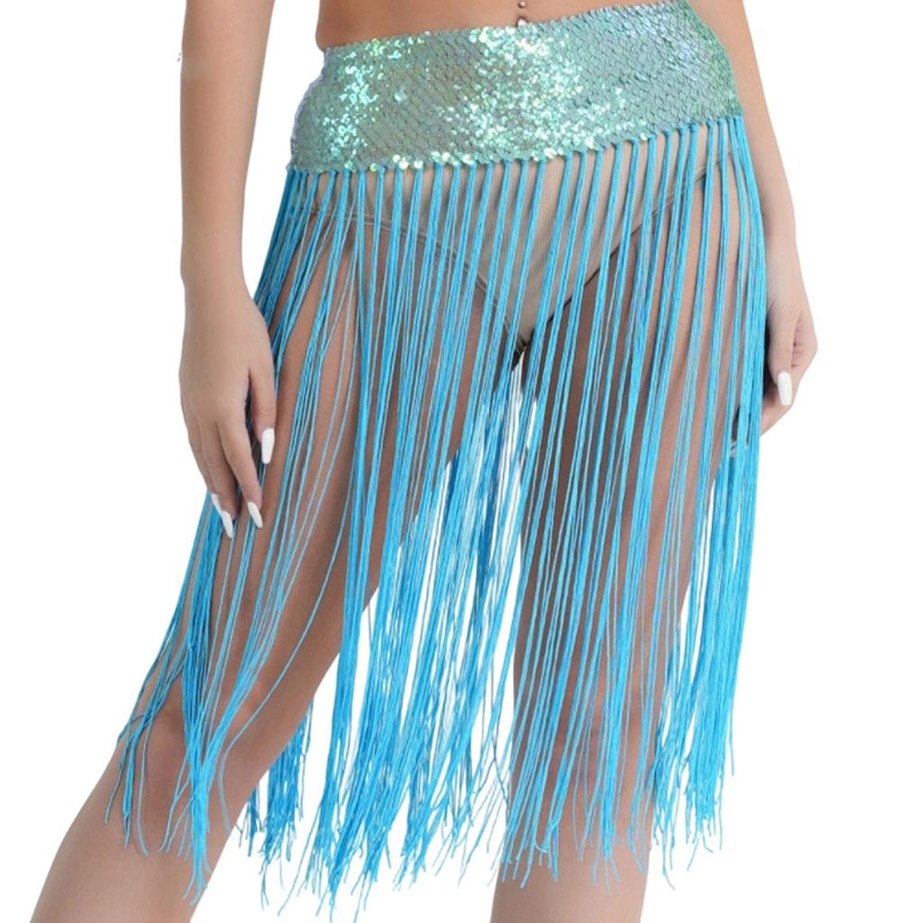 Women's Belly Dance Waist Chain Elastic Tassel Belt Waist Belt Dance Performance Hip Scarf