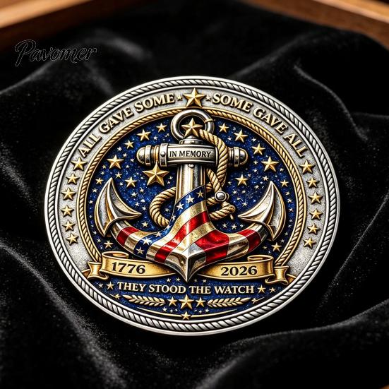 Круглая сувенирная монета "Стражи Моря" Challenge Coin, Они Стояли на Страже, Коллекционная, Двусторонняя, Гравированная, Подарок для Ветерана Военно-морского Флота