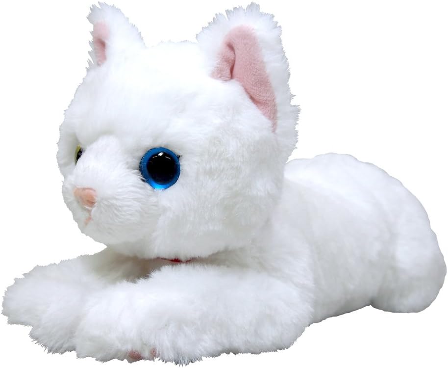 Плюшевая игрушка-кошка Sunlemon на колено Белая с разными глазами Маленький размер