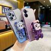 For Realme C67 Cute Bear Holder Bracket Glitter Plating Case On For Oppo Realme C67 C35 C33 C53 C33 C55 C30 C31 C21 Stand Cover