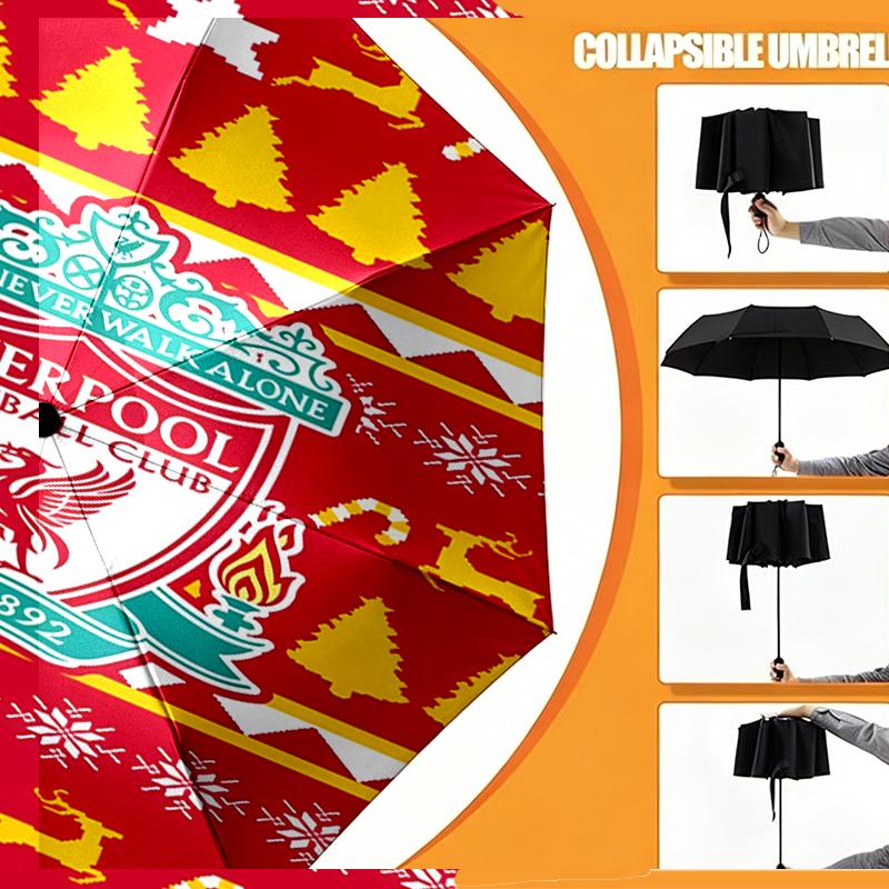 Зонт Liverpool F.C. с принтом, автоматическое открытие/закрытие - Портативный складной дизайн - Для ежедневного использования, путешествий/на улице - Подарок на день рождения