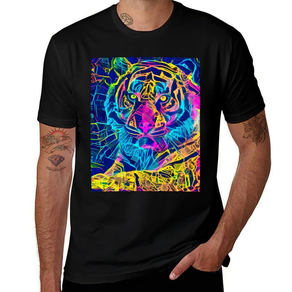 Neon Tiger Tshirt Cotton T Shirts High Quality Tshirt