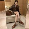 Cowhide British Retro Metal Buckle Lazy Leather Loafer Single Shoes Women's Small Leather Shoes