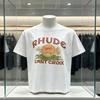 2026 Новая футболка RHUDE с коротким рукавом, ретро-принт с логотипом, свободная, повседневная, высококачественная, унисекс