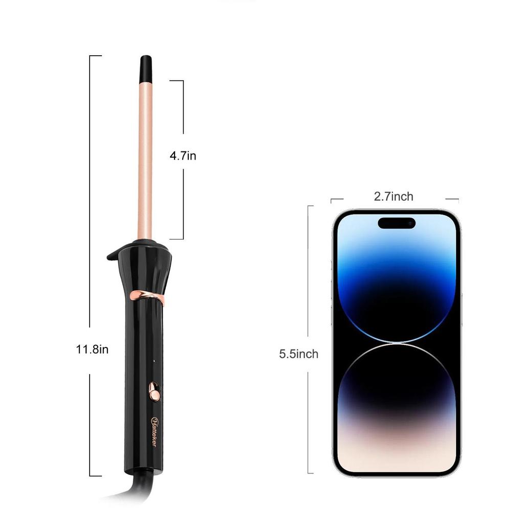 Hatteker Щипцы для завивки волос 9 мм, конические щипцы для завивки волос, профессиональные керамические щипцы для завивки волос для длинных и коротких волос