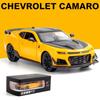 Diecast 1:24 Chevrolet Camaro Alloy Sports Car Model Sound and Light Pull Back Metal Vehicle Model Toys for Children Boy Gifts