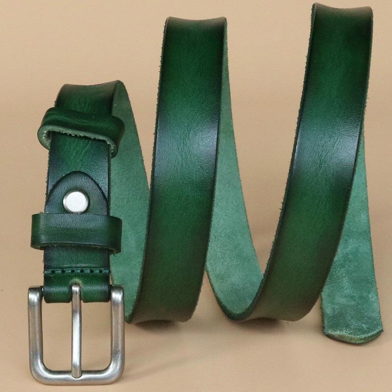 Винтажный кожаный ремень Натуральная кожа Джинсовый Верхний слой Коровья кожа Женский ремень Корейский стиль Повседневный Тонкий Ремень с пряжкой