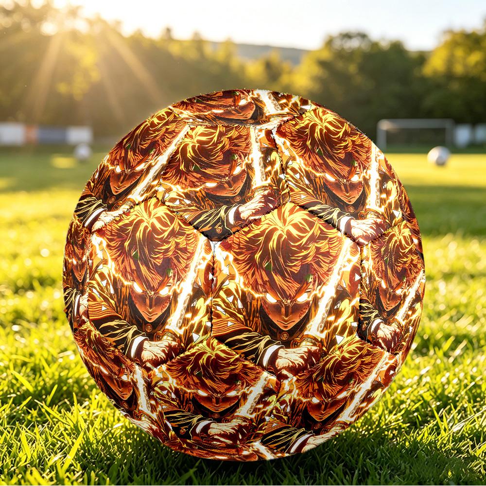 Demon Slayer Printed Size 5 Standard Football, Waterproof PU Training Soccer Ball for Outdoor Sports