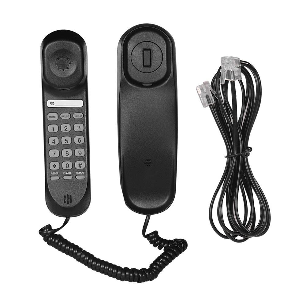 Mini Desktop Corded Landline Phone Fixed Telephone Wall Mountable Supports Mute/ Pause/ Hold/