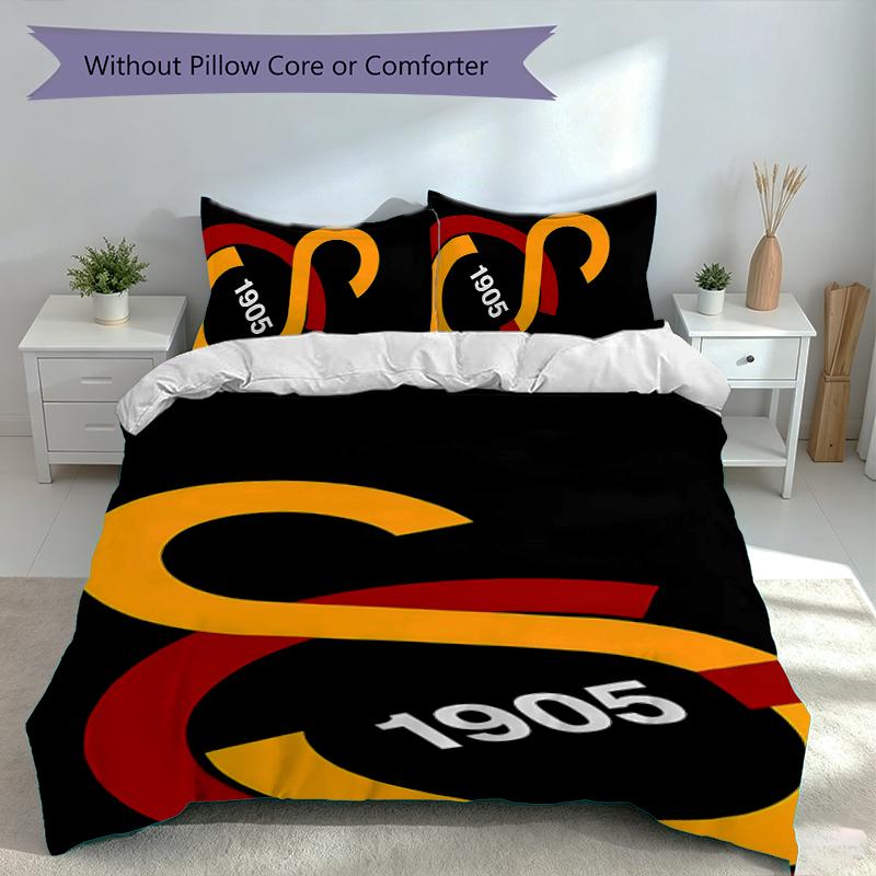 3pcs Galatasaray S .K Duvet Cover Set, Includes 1 Duvet Cover and 2 Pillowcases,Skin-Friendly&Comfortable Fabric,Suitable Bedding Sets