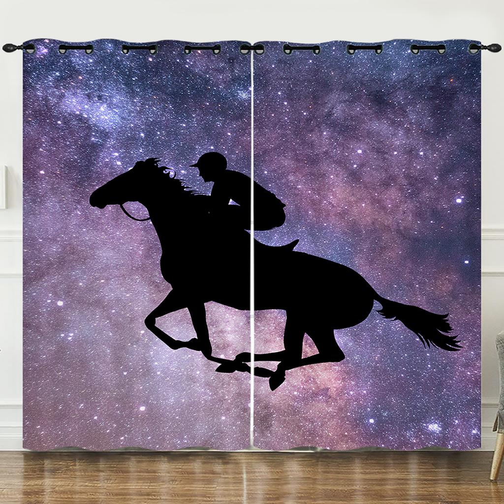 Curtain Flower Unicorn Color Gradual Change 3D Digital Printing Blackout Curtain Punching