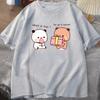 С Днем Рождения Футболка МИШКА ПАНДА Бубу и Дуду Любовь Графические Футболки Харадзюку Хлопок Короткий Рукав Унисекс Одежда Парный Наряд