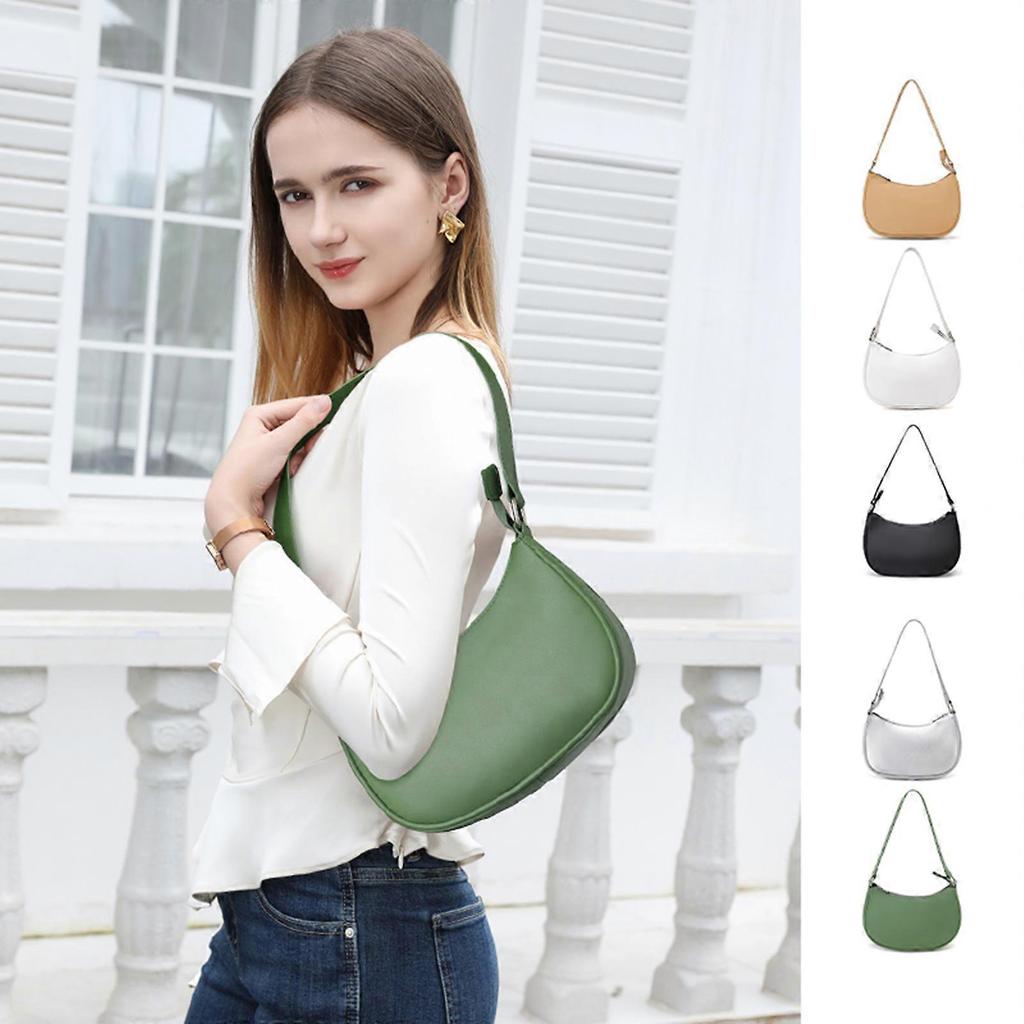 Women Bag PU Leather Underarm Bag Fashion Handbag Retro Armpit Bag Solid Color Shoulder Bag Dumplings Bag for Commuting  White