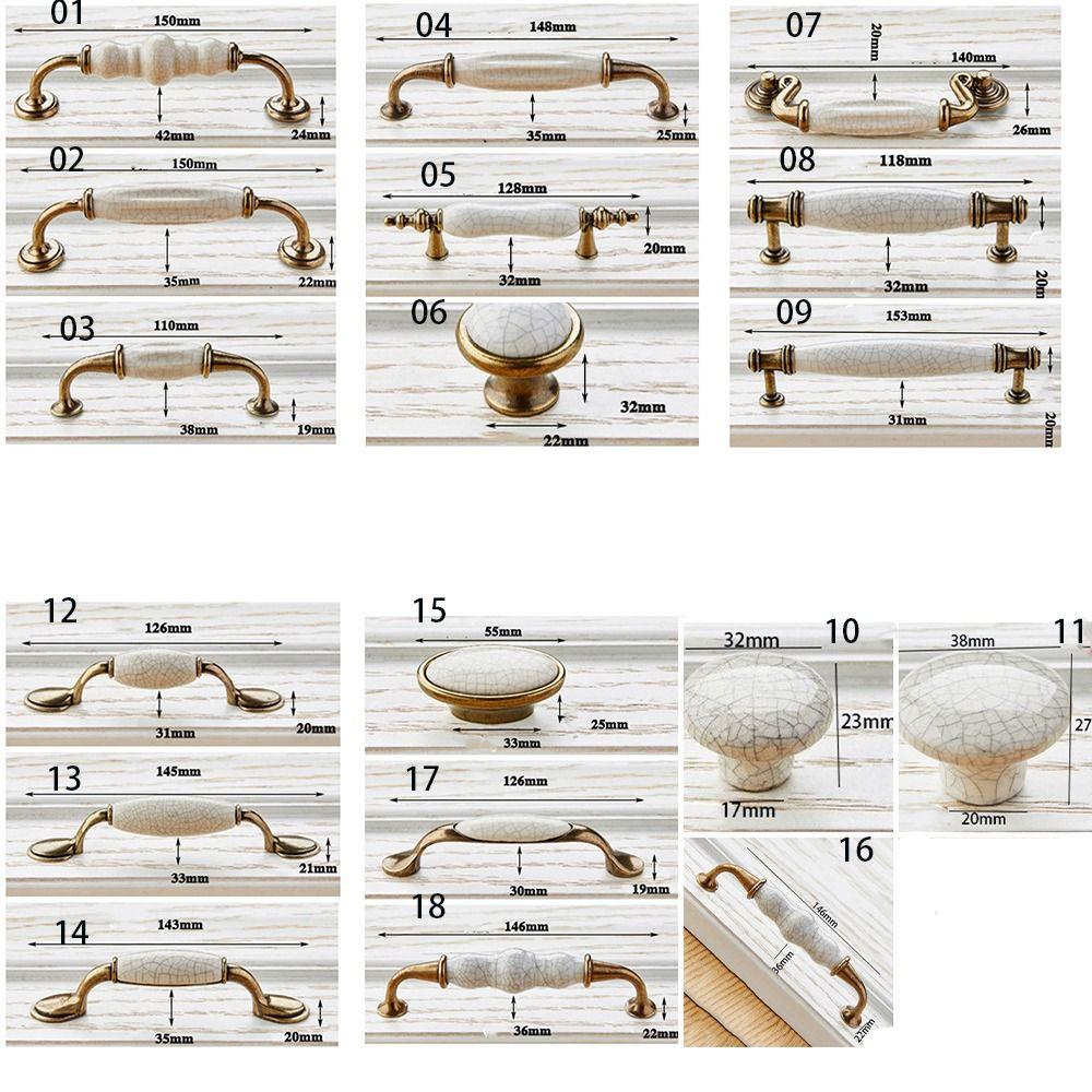 Керамические ручки для шкафа из цинкового сплава Антикварная бронза Дизайн с трещинами Ручка для двери гардероба Белые Винтажные ручки для ящиков Дверца шкафа