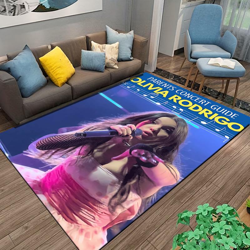 Olivia Rodrigo Parents Concert Guide Mic Pink Dress Poster bold pop art floor accent for living room studio, durable soft finish
