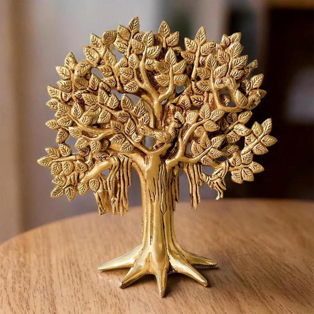 Tree Showpiece (8.6 Inches) Trees of Life - Home Decor - Gift for Good Luck Vastu and Fengshui - Best In Living Room Table with Antique Polish