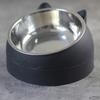 Pet Bowl Cat Face Shape Oblique Design Stainless Steel Cat Feeding Supplement for Home