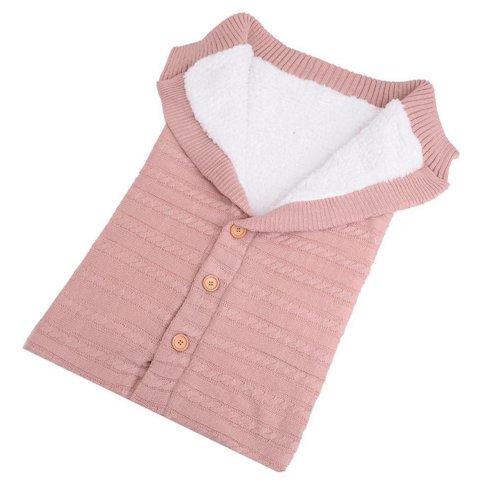 Newborn Infant Baby Blanket Knit Crochet Winter Warm Swaddle Wrap Sleeping Bag
