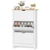Shoe Cabinet Shoe Rack Shoe Storage, 3 Compartments, 18 Pairs of Shoes, 72 cm x 26 cm x 112 cm, White + Brown