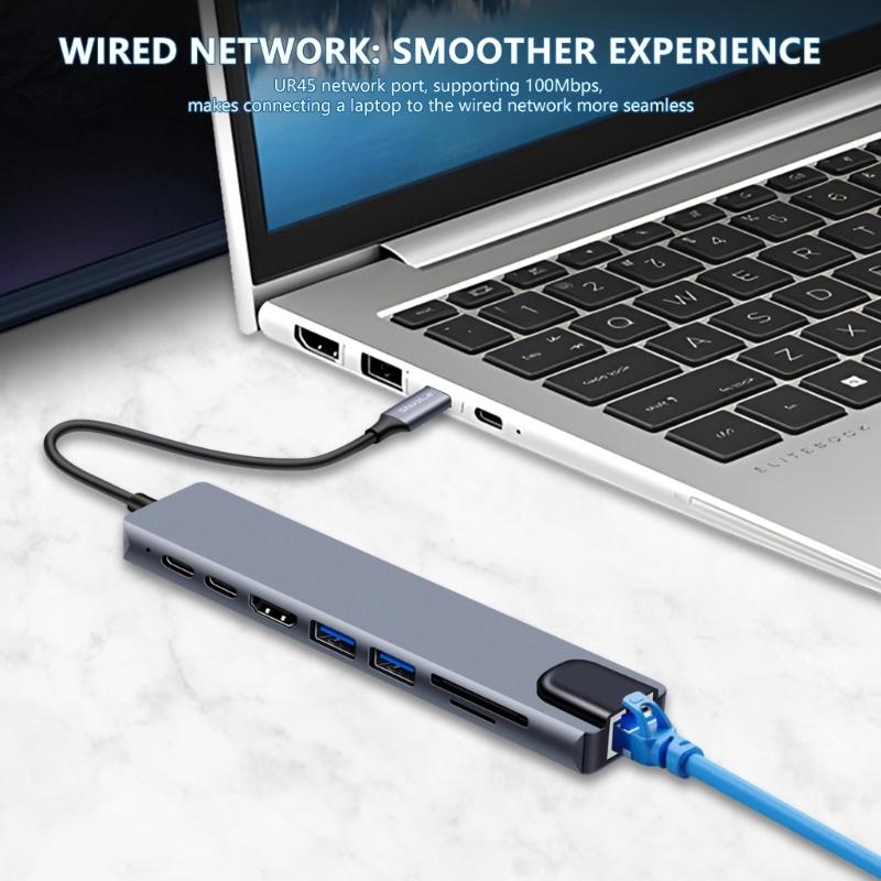 Многопортовые USB C док-станции с 4K HDMI, быстрой зарядкой, гигабитным Ethernet для ноутбуков, ПК и других устройств