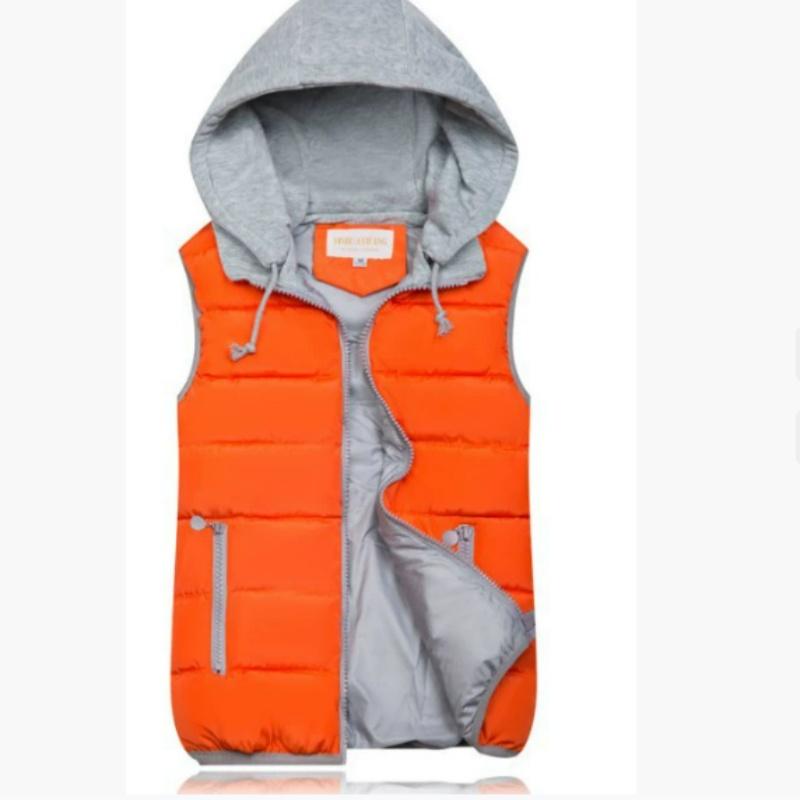 Конфетно-цветной пуховый хлопковый жилет Модный женский хлопковый жилет с капюшоном большого размера