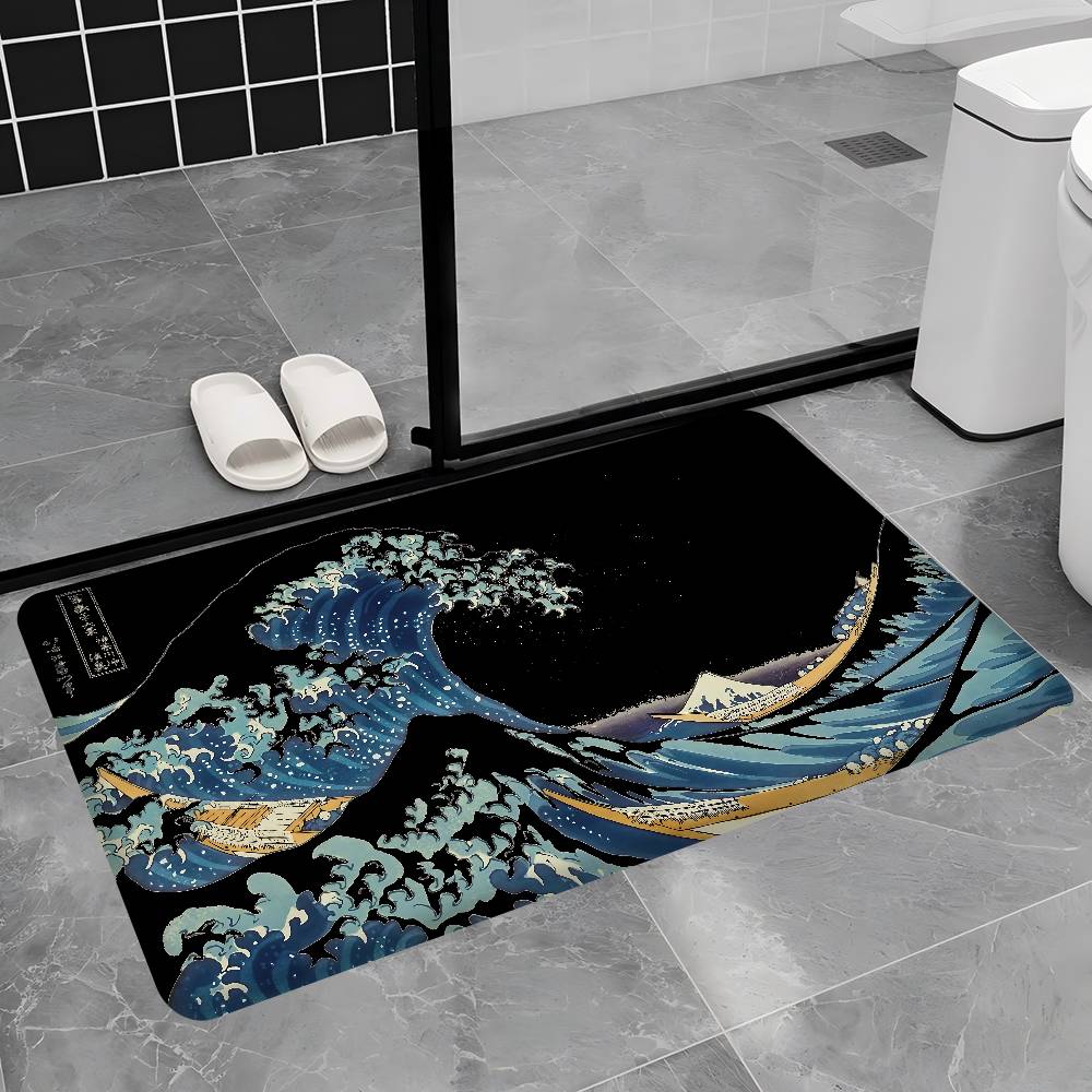 The Great Wave Off Kanagawa Room Mats Retro Multiple Choice Living Room Kitchen Rug Non-Slip Welcome Rug