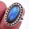 Natural Labradorite Gemstone Handmade 925 Solid Sterling Silver Ring Size 6 k4O11