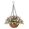 Yousheng Christmas Hanging Baskets Pre-Lit Artificial Basket with LED Lights Pine Cones Berries Winter Outdoor Planter for Outside Porch Front Door