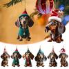 Cute Christmas Tree Pendant Cartoon Puppy Hanging Ornament Acrylic Art Craft Ornament