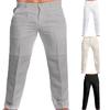 Men Solid Color Slim Fit Long Pants Mid-rise Zipper Button Fly Pockets Straight Leg Leisure Trousers Streetwear