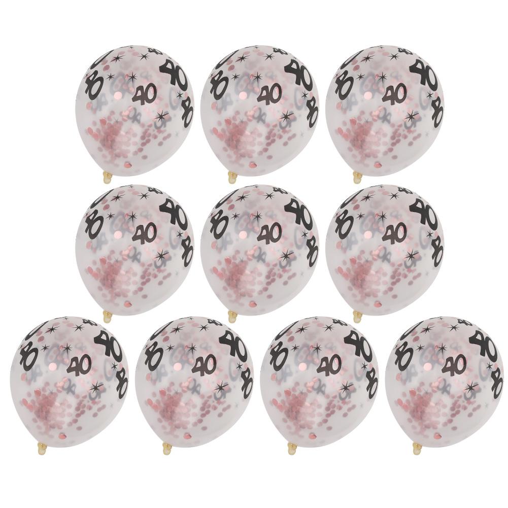 10Pcs Latex Transparent Balloon with Nnumber 40 Pattern for Birthday Party Wedding Anniversary Decorate