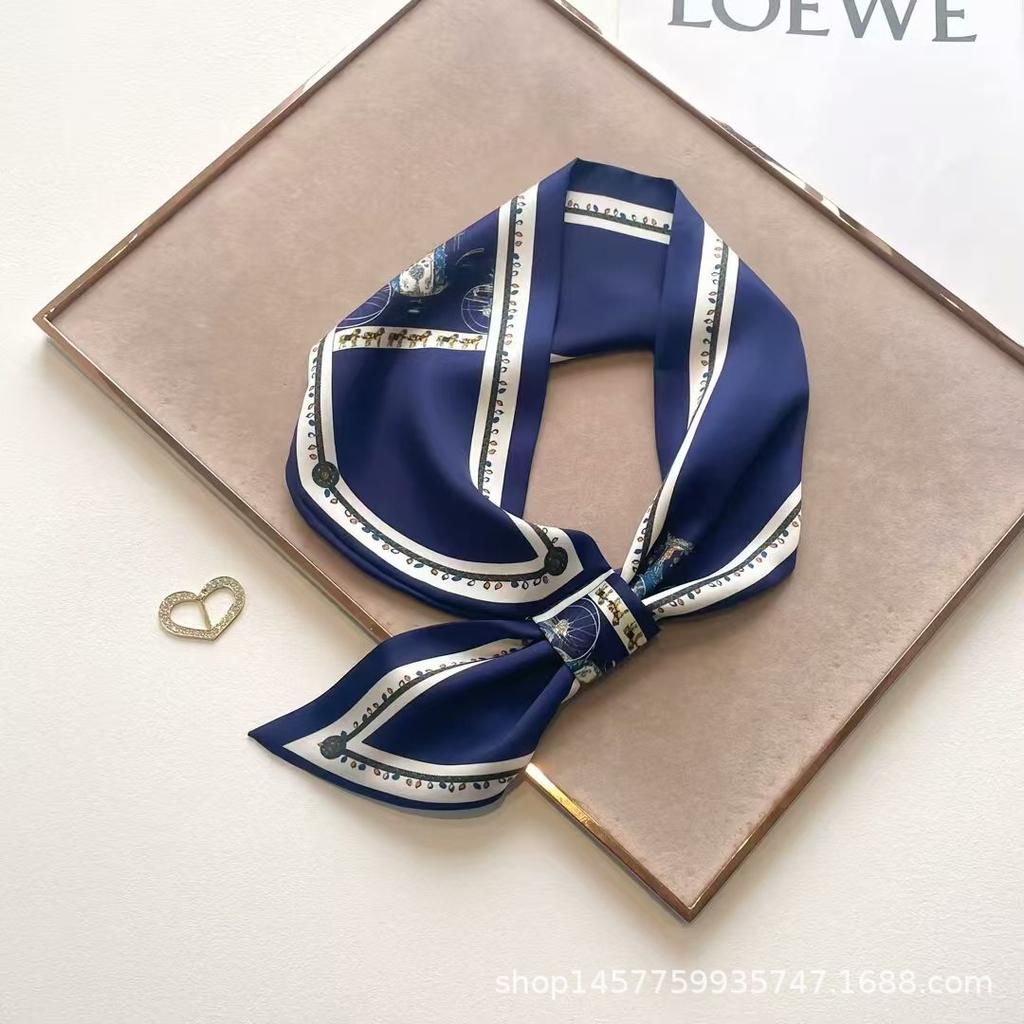 Silk Scarf Small Long Square Scarf Women'S High-End Neck Protection Scarf Professional Matching Shirt Scarf