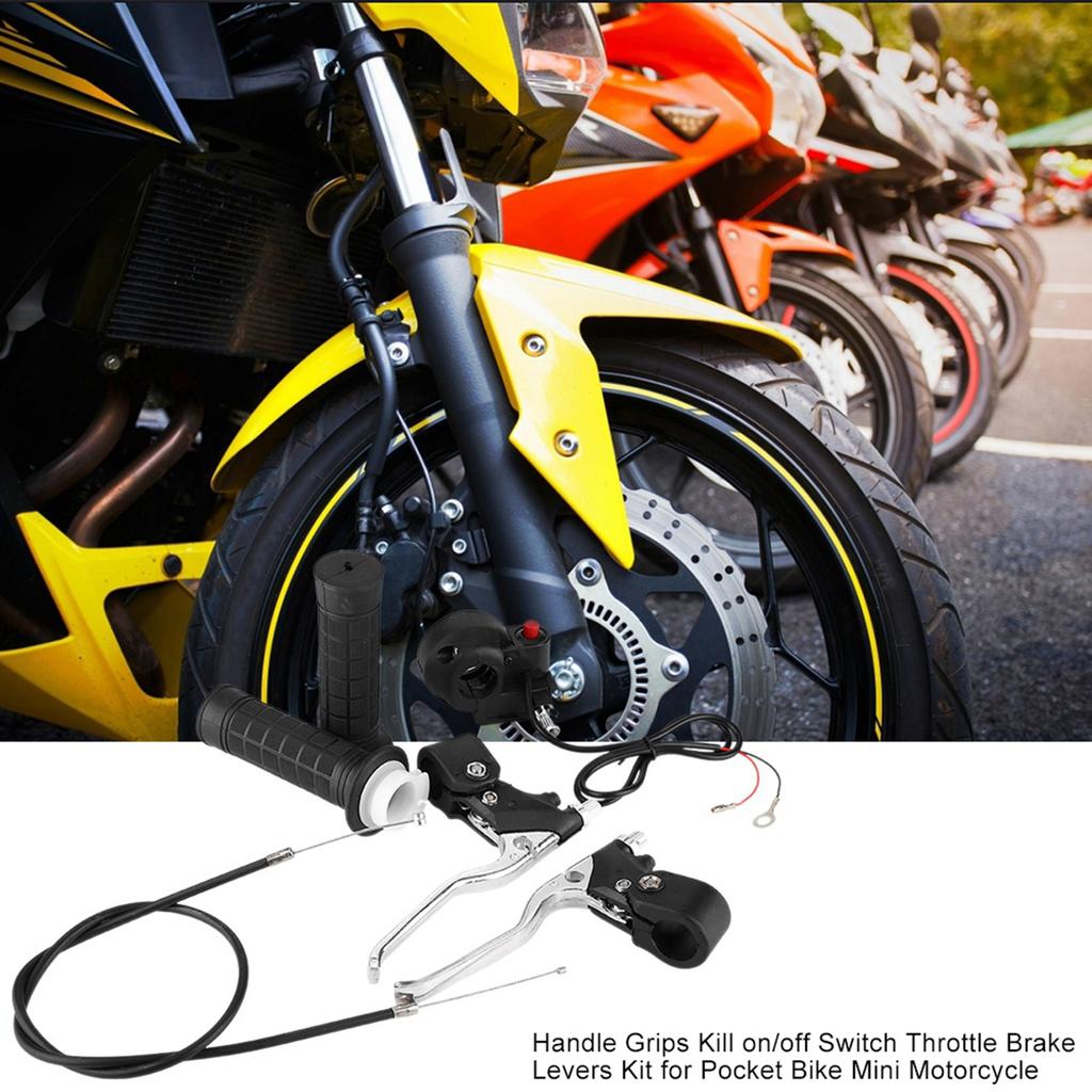 Handle Grips Kill On Off Switch Throttle Brake Levers Kit for Pocket Bike Mini Motorcycle