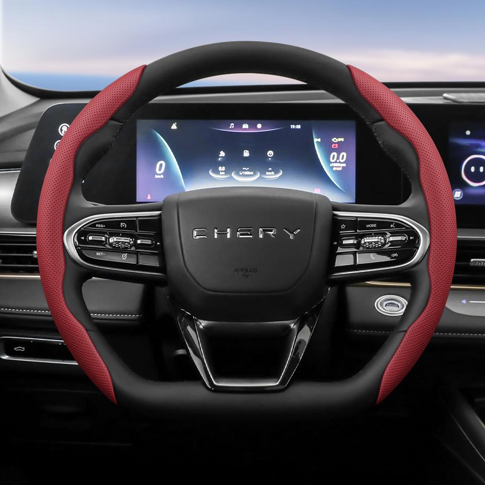 Suitable for Chery Breathable Holes Leather Steering Wheel Cover Segmented Quick Release Design Non-Slip Durable Tiggo2 4 7 8 9 Tiggo 8Pro 2Pro a2