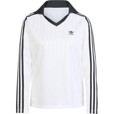 Футболка-поло Originals Adicolor Football Jacquard с длинным рукавом и логотипом в полоску, женские топы белого цвета JD2605