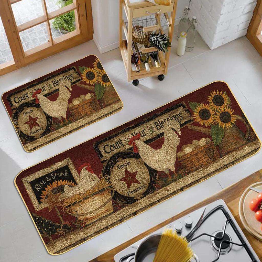 Kitchen Mat Kitchen Non-slip Long Rugs Kitchen Carpet Absorbent Retro Floor Mat Carpet for Living Room Bathroom Entrance Doormat