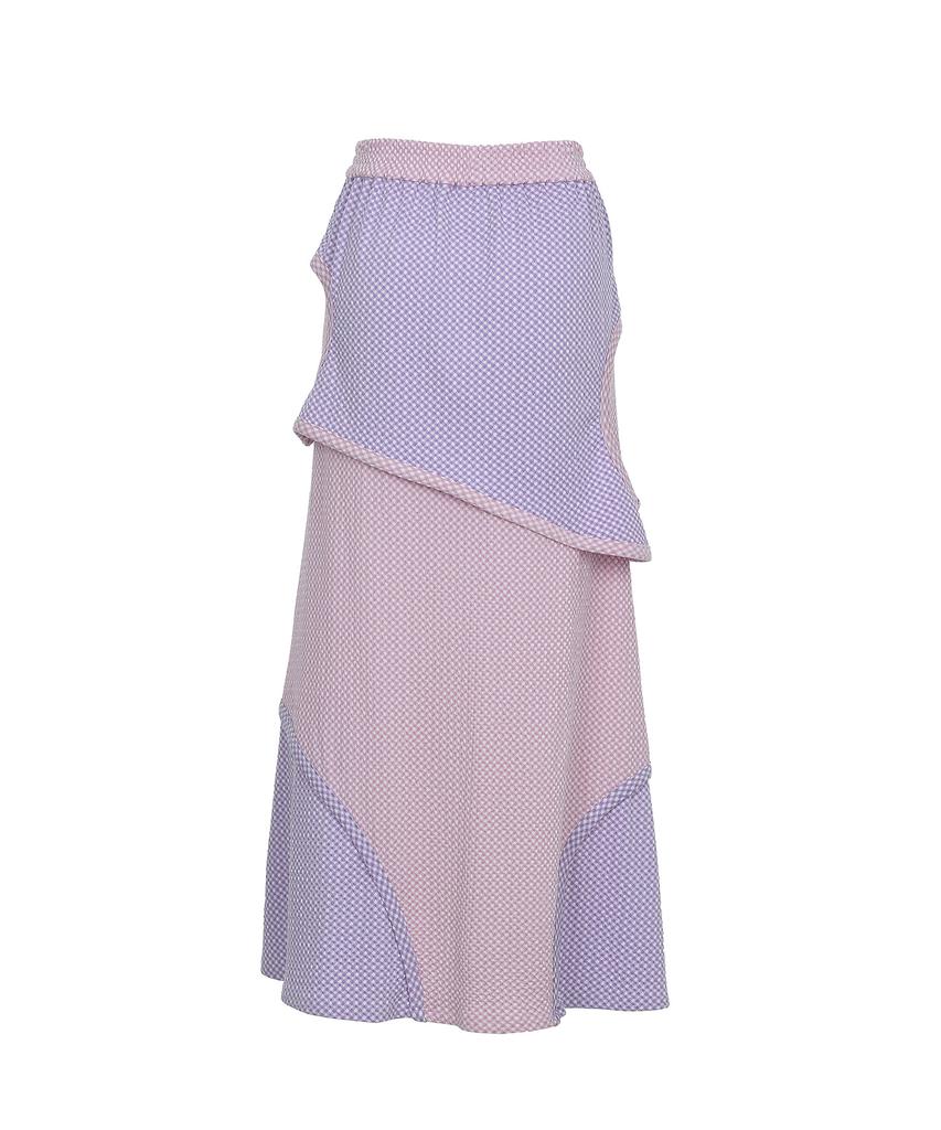 Bimuet Cutout Detail Elastic Skirt Pink Purple Check